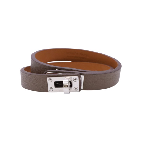 灰色 Swift牛皮 Mini Kelly Double Tour 手環 銀釦【HERMES 愛馬仕】 H081182CC37T2