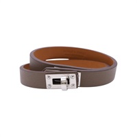 灰色 Swift牛皮 Mini Kelly Double Tour 手環 銀釦【HERMES 愛馬仕】 H081182CC37T2