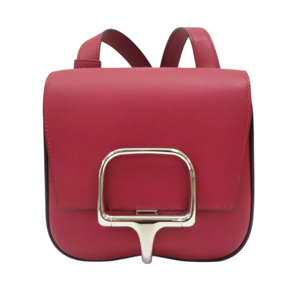 石榴紅 Epsom牛皮 Della Cavalleria 肩背包 U刻 銀扣【HERMES 愛馬仕】