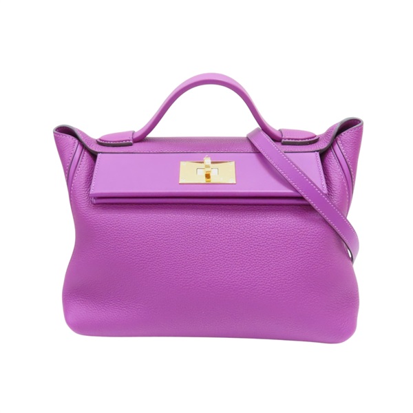 海葵紫色 Swift Togo牛皮 24/24 29 两用包 D刻 金扣【HERMES 愛馬仕】 H075240CC