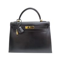 黑色 BOX牛皮 Kelly 32 凱莉包 兩用包 口E刻 金釦 口E刻 金釦【HERMES 愛馬仕】