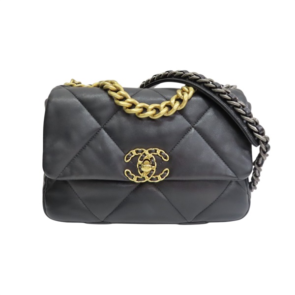 黑色羊皮 19 口蓋 兩用包 AS1160【CHANEL 香奈兒】 AS1160