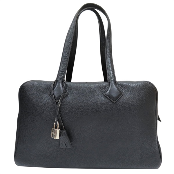黑色 TC牛皮 hermes victoria 35 □Q刻 手提包【HERMES 愛馬仕】