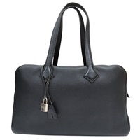 黑色 TC牛皮 hermes victoria 35 □Q刻 手提包【HERMES 愛馬仕】