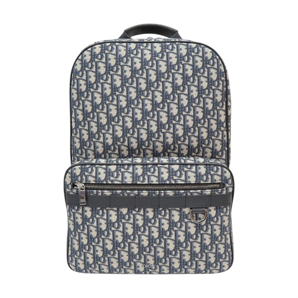 深藍色 提花帆布 Saddle Backpack 後背包【Dior 迪奧】 1ESBA175YKY-27EU