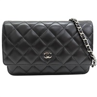 黑色 菱格紋 羊皮 WOC 肩背包 銀釦【CHANEL 香奈兒】 A33814