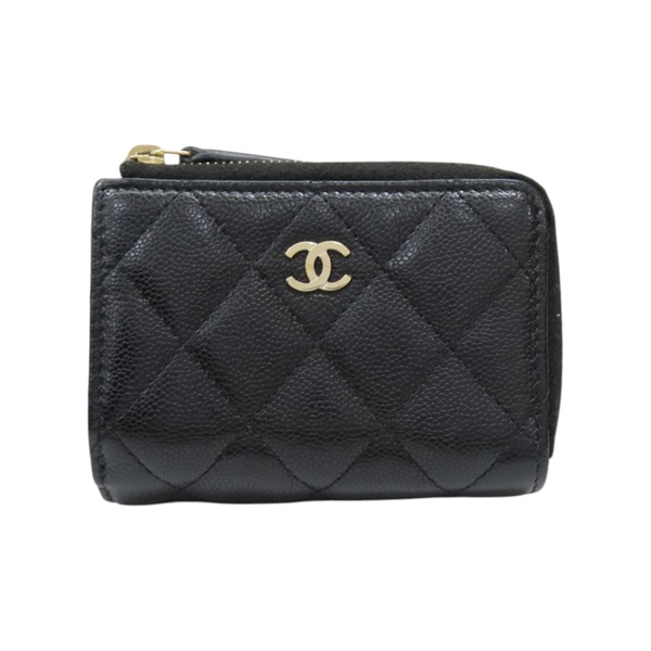 黑色 荔枝紋 牛皮 trifold 短夾【CHANEL 香奈兒】 AP3177