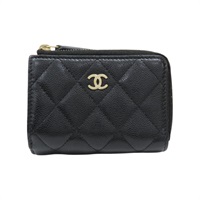 黑色 荔枝紋 牛皮 trifold 短夾【CHANEL 香奈兒】 AP3177