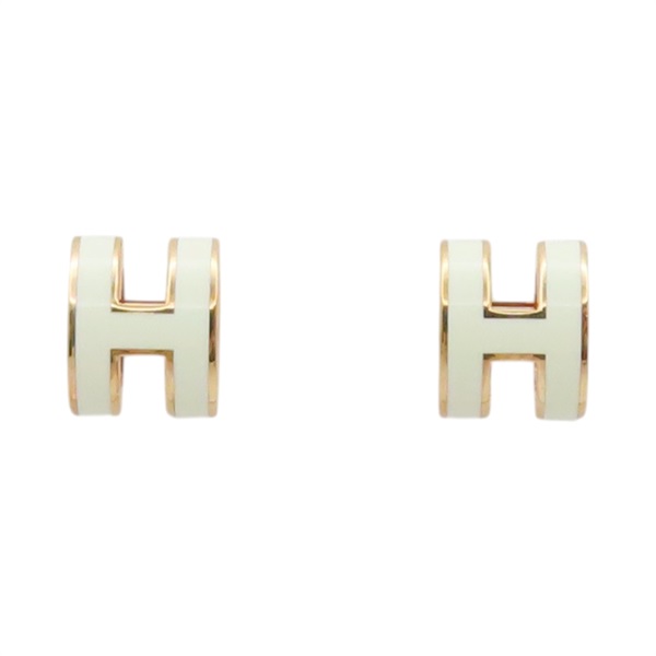 白色法瑯 Mini Pop H 耳環【HERMES 愛馬仕】