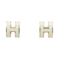 白色法瑯 Mini Pop H 耳環【HERMES 愛馬仕】
