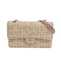 粉色 毛呢編織 COCO 25 鍊帶 肩背包【CHANEL 香奈兒】 A01112