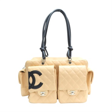 淺褐色 菱格紋 牛皮 Cambon Shoulder 肩背包 無卡【CHANEL 香奈兒】 A25173