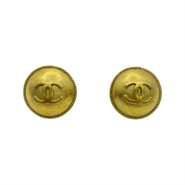 金色 鍍金 雙C  圓形 夾式 耳環【CHANEL 香奈兒】