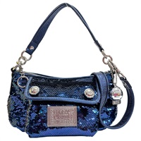 藍色 亮片 皮革 Restored Poppy Groovy Crossbody 兩用包 無内標 銀和 【COACH 寇馳】 15381