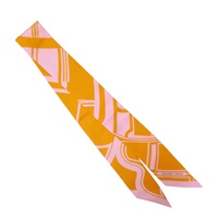 橘/粉色 絲綢 Les Coupes Tattoo 絲巾【HERMES 愛馬仕】