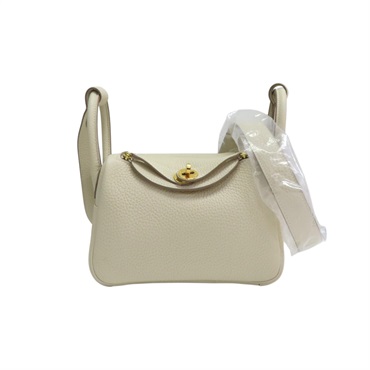 奶昔白 Clemence牛皮 Mini Lindy 肩背包 Z刻 金釦【HERMES 愛馬仕】 H079086CC