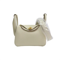 奶昔白 Clemence牛皮 Mini Lindy 肩背包 Z刻 金釦【HERMES 愛馬仕】 H079086CC