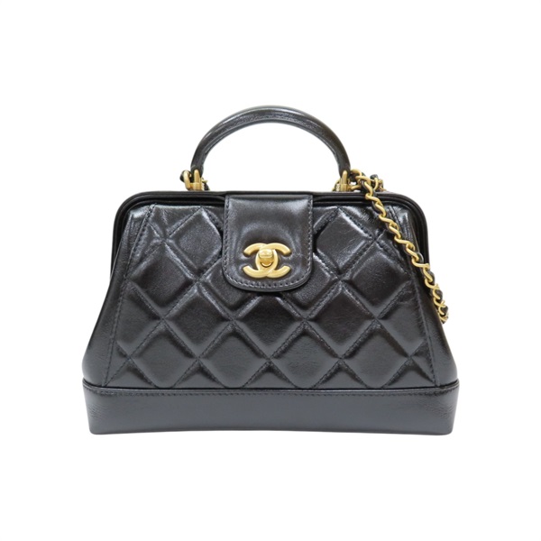 黑色 亮面羊皮 兩用包 金扣【CHANEL 香奈兒】 AS4959