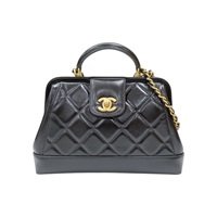 黑色 亮面羊皮 兩用包 金扣【CHANEL 香奈兒】 AS4959