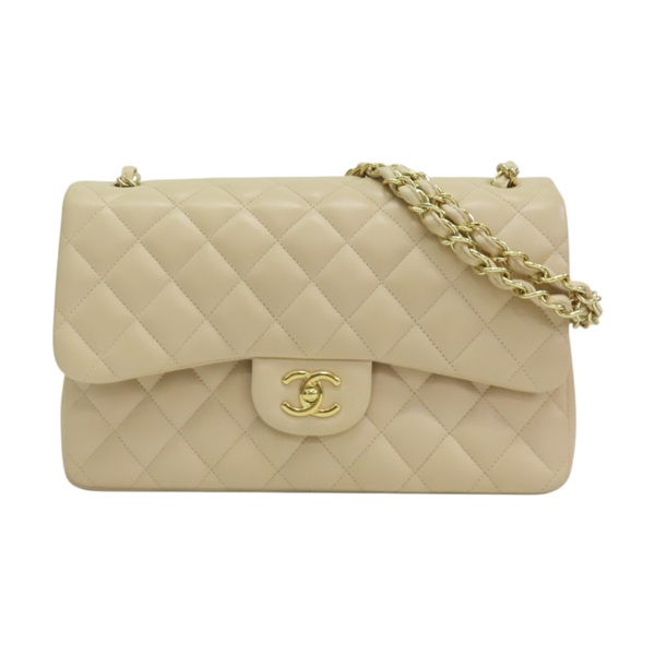 米色 菱格紋 羊皮 Jumbo Coco 30 肩背包 (無卡) 【CHANEL 香奈兒】 A58600