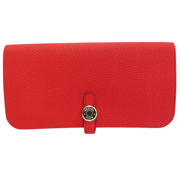 國旗紅 TC牛皮 Dogon Long Rouge Casaque 長夾 D刻 銀釦【HERMES 愛馬仕】