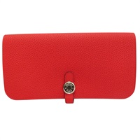 國旗紅 TC牛皮 Dogon Long Rouge Casaque 長夾 D刻 銀釦【HERMES 愛馬仕】