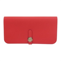 紅色 TC牛皮 Dogon Long 兩折長夾 銀扣 D刻【HERMES 愛馬仕】