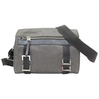 灰色 單寧布 黑色牛皮 肩背包【GUCCI 古馳】 90764