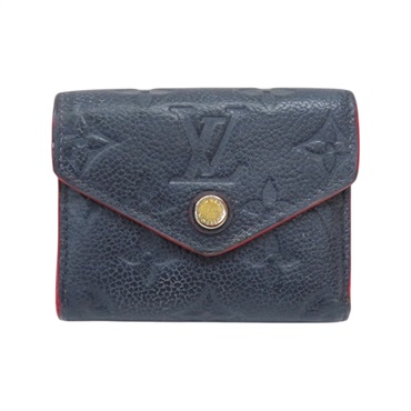 深藍色 原花壓花牛皮 Portefeuille Zoe 扣式短夾 按扣鬆脫 【LOUIS VUITTON LV 路易威登】 M58880