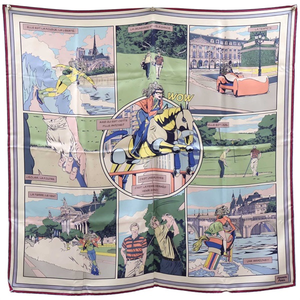 多色 Wow Double Face 絲綢 絲巾 90x90【HERMES 愛馬仕】