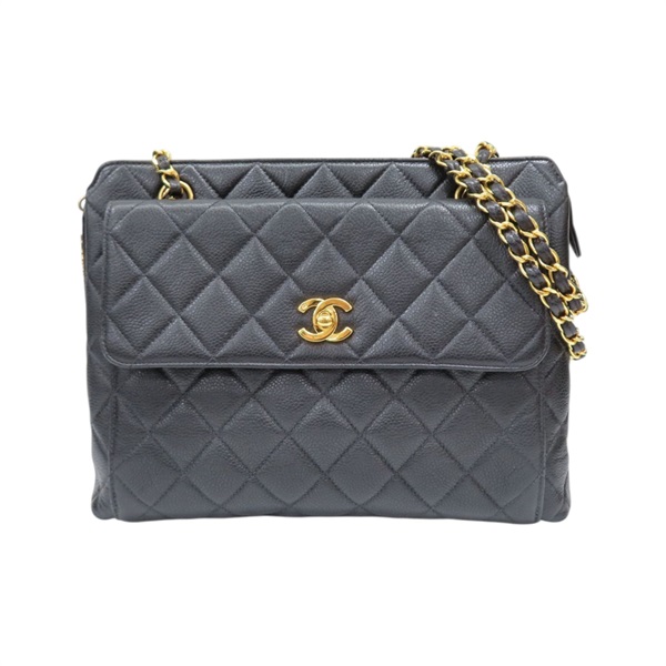 黑色 荔枝紋牛皮 鍊帶 肩背包【CHANEL 香奈兒】