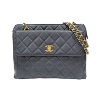 黑色 荔枝紋牛皮 鍊帶 肩背包【CHANEL 香奈兒】