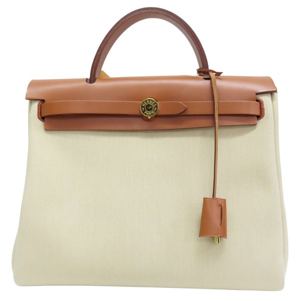 電光藍帆布 棕色牛皮 Herbag Zip 31 肩背包 B刻【HERMES 愛馬仕】