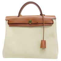 電光藍帆布 棕色牛皮 Herbag Zip 31 肩背包 B刻【HERMES 愛馬仕】