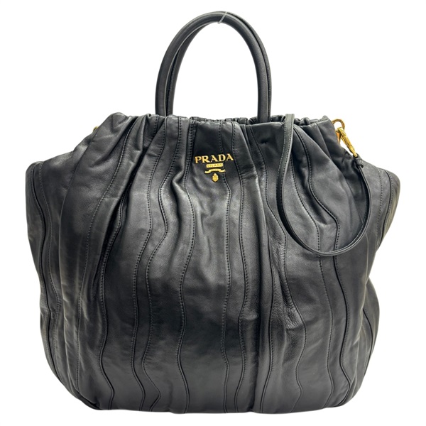 黑色 皮革 肩背包 【PRADA 普拉達】