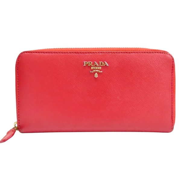 紅色 牛皮 拉鍊長夾【PRADA 普拉達】 1ML506