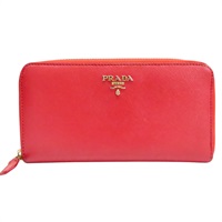 紅色 牛皮 拉鍊長夾【PRADA 普拉達】 1ML506