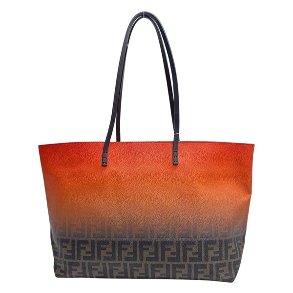 橘色 棕色 PVC 帆布 FF LOGO Tote 手提包 【FENDI 芬迪】 8BH185