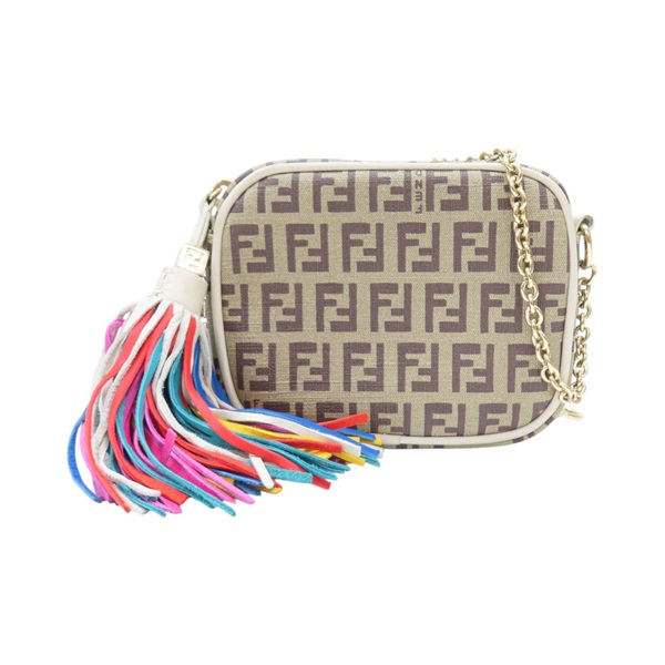 棕色 PVC塗層帆布 Mini Bag 肩背包【FENDI 芬迪】 8M0242