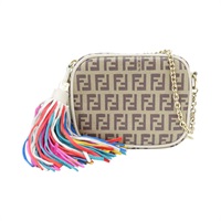 棕色 PVC塗層帆布 Mini Bag 肩背包【FENDI 芬迪】 8M0242