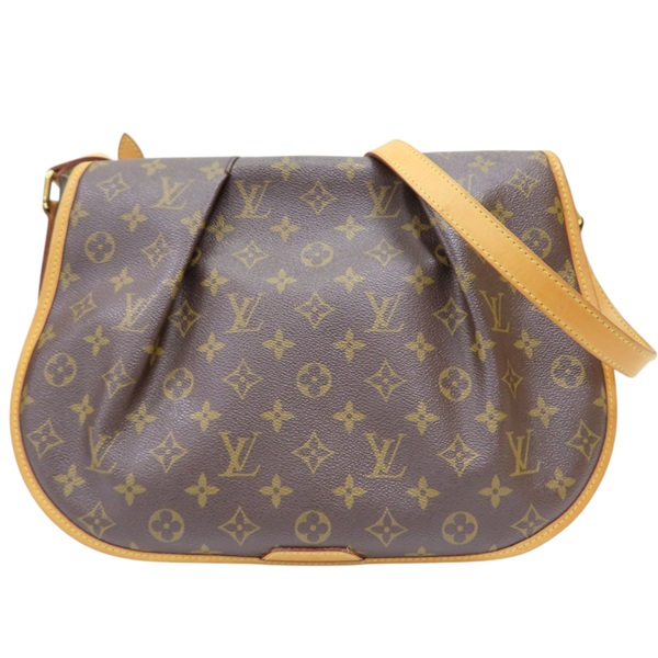 棕色 原花帆布 Menilmontant MM 肩背包【LOUIS VUITTON LV 路易威登】 M40473