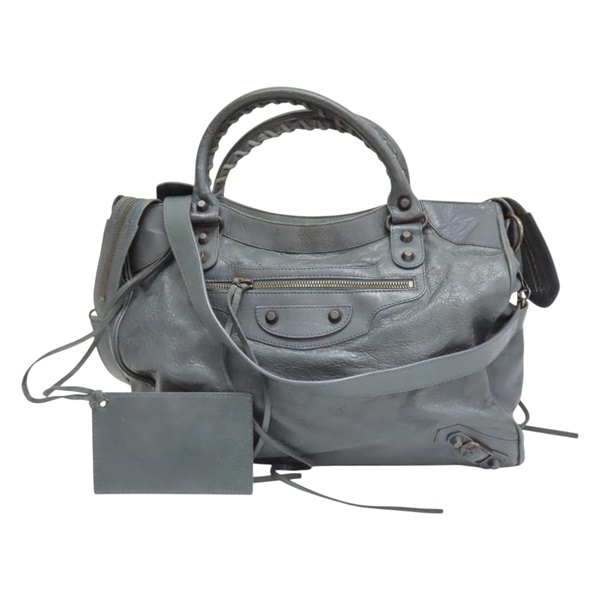 灰綠色 山羊皮 Classic Velo 機車包 肩背包【BALENCIAGA 巴黎世家】 235216