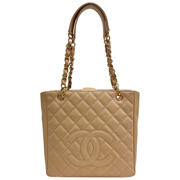 米色 荔枝紋 牛皮 PST 肩背包 金和【CHANEL 香奈兒】 A50994