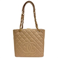 米色 荔枝紋 牛皮 PST 肩背包 金和【CHANEL 香奈兒】 A50994