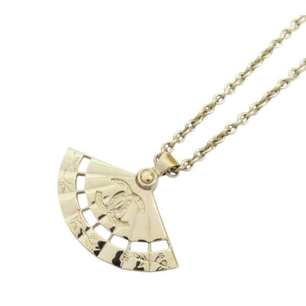 淺金色鍍金 珍珠 扇子 hand fan motif 項鍊【CHANEL 香奈兒】