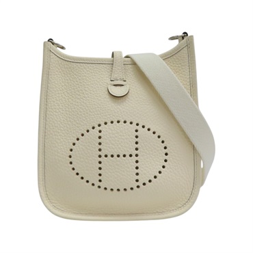 奶油白 Clemence牛皮 Evelyne Mini 肩背包 Z刻 銀扣【HERMES 愛馬仕】 H069426CK