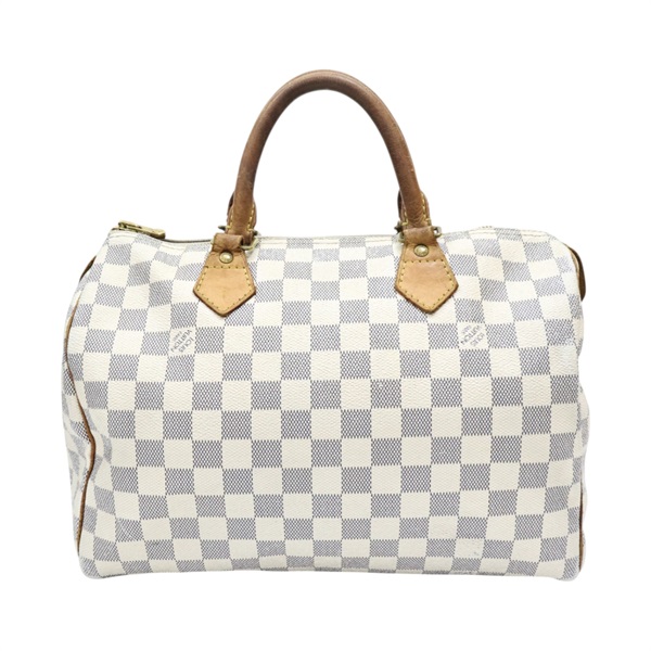 白色 棋盤格帆布 Speedy 30 波士頓包 手提包【LOUIS VUITTON LV 路易威登】 N41370
