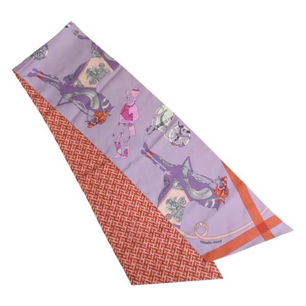 紫色 絲綢 Cavalcades Maxi Twilly Slim 絲巾【HERMES 愛馬仕】