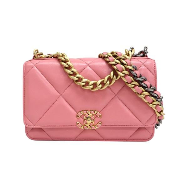 粉色 菱格紋 羊皮 19 WOC 鍊帶 肩背包【CHANEL 香奈兒】 AP0957