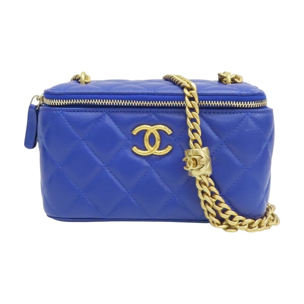 藍色 菱格紋 羊皮 Vanity Shoulder Bag 肩背包【CHANEL 香奈兒】